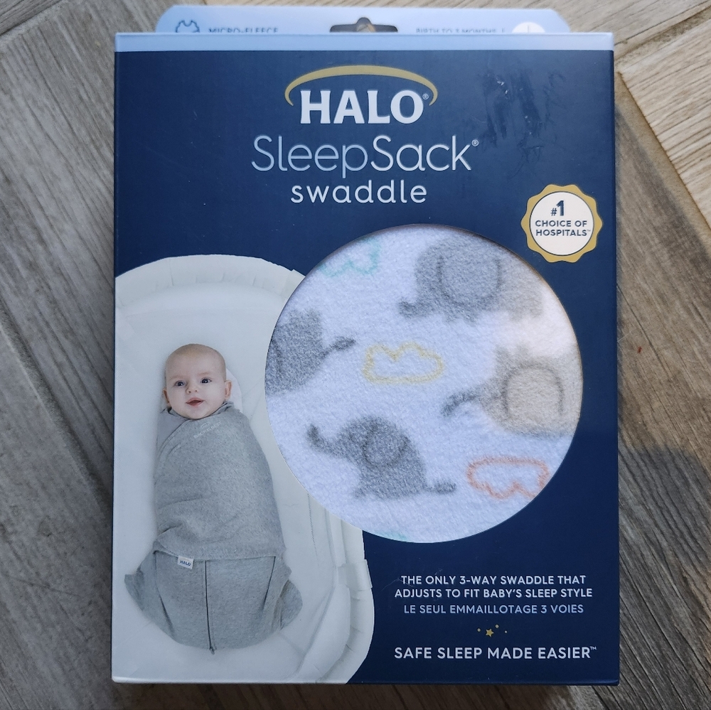 Halo SleepSack Swaddle with Elephant Dreams Print NB New